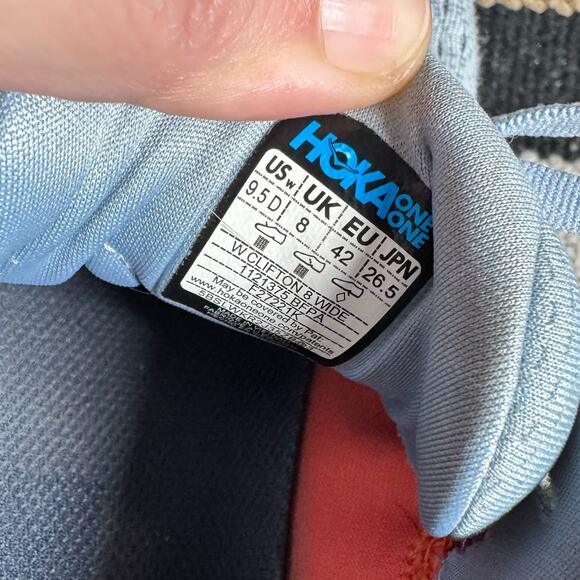 Hoka One One Sneaker Clifton 8 Running Shoes Blue/Gray Women 9.5D Running Walk - Picture 7 of 10